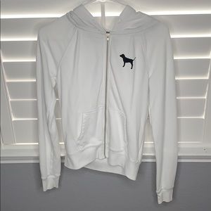 PINK VS white hooded zip up jacket